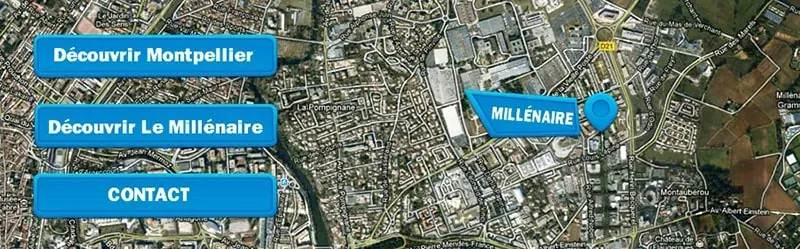 Carte de localisation du Parc du Millénaire à Montpellier — vue aérienne satellite
