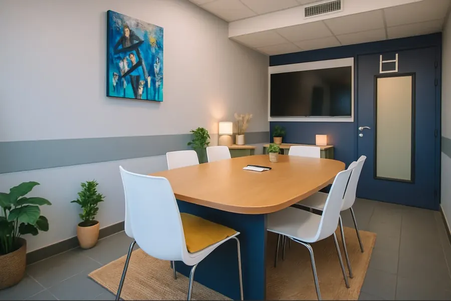 Salle Capitelle réunion 6 personnes Millénaire — écran TV